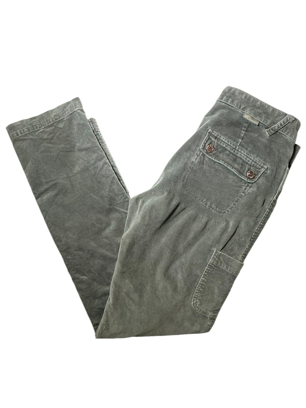 Columbia Soft Brushed Cargo Pants Green Stretch Utility Hiking Size 4